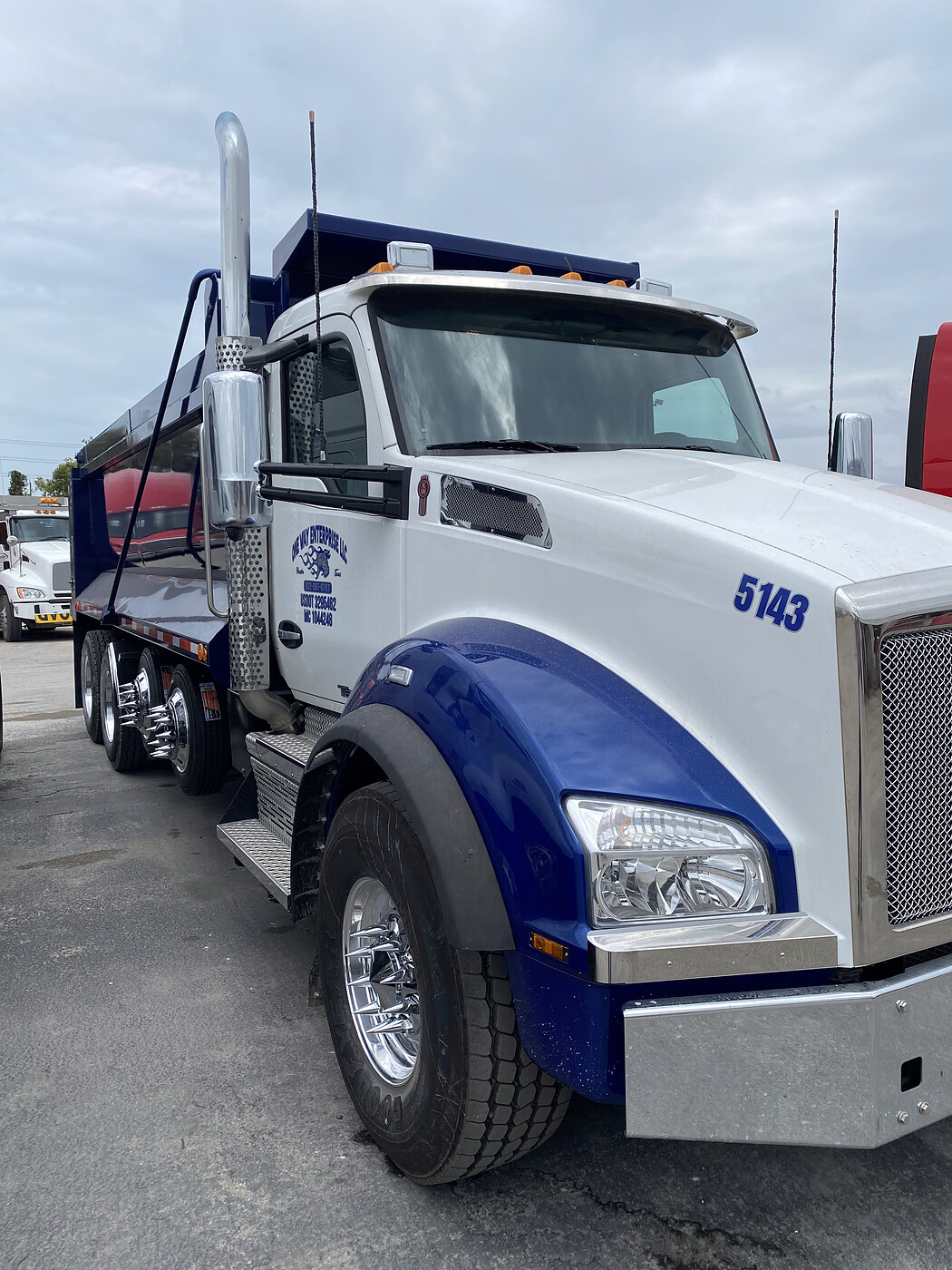 One Way Enterprise Kenworth dump truck, front view